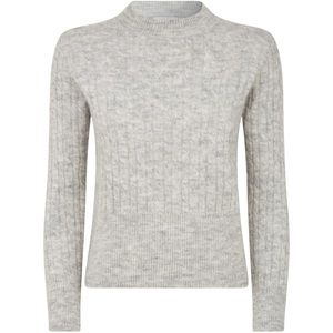 Sandro Gray Soyeux Cropped Cable-knit Sweater